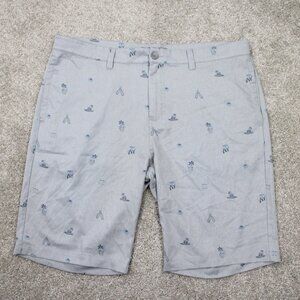 Travis Mathew Shipfaced AOP Shorts Mens 38 Gray‎ Polyester Stretch w/ 11" inseam
